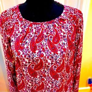 Alex & Lili Red Paisley Blouse Size M